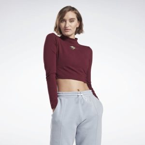 Crop Top Damskie Reebok Vector Bordowe PL 25CILKZ